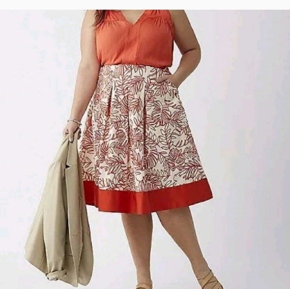 Lane Bryant Dresses & Skirts - Lane Bryant Pleated Skirt Floral Orange Size 24 28